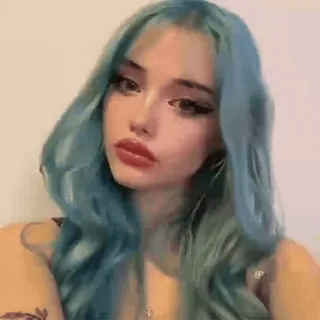 ✨ c0acb6db 여자, 인물 사진, 파란 머리, 메이크업, 소녀, 사람 telegram sticker