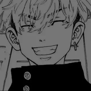 ✖️ 441e358c Anime, Manga, Personaje, Sonriendo, Ilustración, Blanco y negro telegram sticker