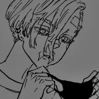 ✖️ 4975c539 Anime, Personaje, Manga, Blanco y negro, Retrato telegram sticker