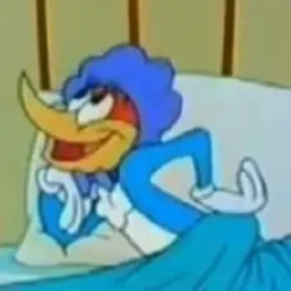 😏 2fdd3b5d Woody Woodpecker Cartoon, Woody Woodpecker, Bett, verschlafen, Nachthemd telegram sticker