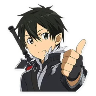 👍 0cd20fd9 Kirito Sword Art Online Anime, Zwaard, Duim omhoog, Videogame, Protagonist telegram sticker