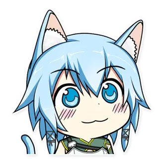 😳 8a24ca6c Sinon Sword Art Online Anime, Catgirl, Chibi, Schattig, Blauw haar telegram sticker
