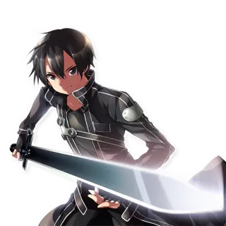 👨‍🎤 b9154a90 Kirito Sword Art Online Anime, Zwaard, Zwart, Kirito, Fantasy, Spel telegram sticker