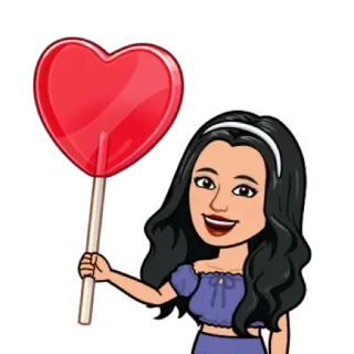 ❤️ 1b447982 dibujo animado, corazón, chupetín, bitmoji, mujer, caramelo telegram sticker