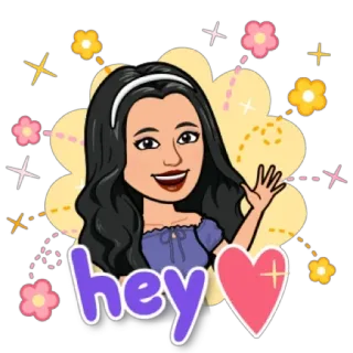👋 2813324f hey Bitmoji, saludo, saludo con la mano, dibujo animado, mujer, hola telegram sticker