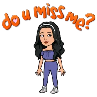 😙 304e7a6d do u miss me? bitmoji, dibujos animados, te echo de menos, saludo, pregunta telegram sticker