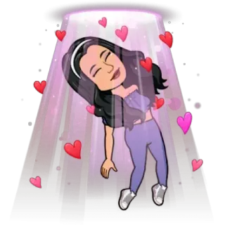 ❤️ 3e9dc610 Bitmoji, corazones, amor, secuestro, OVNI, alienígena, rayo telegram sticker