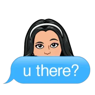 🌝 673d06ea u there? Bitmoji, pregunta, chat, preguntando, estás ahí, amigo, dibujo animado telegram sticker