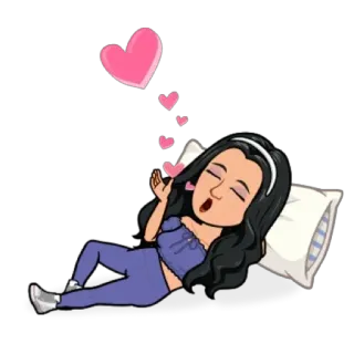 💖 731986bf dibujos animados, amor, corazones, mujer, dormir, almohada telegram sticker