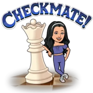 ✌️ 75807960 CHECKMATE! ajedrez, jaque mate, reina, juego, estrategia, bitmoji telegram sticker