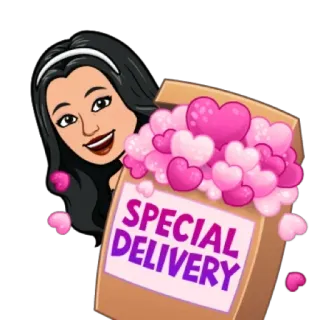 💕 96515d27 SPECIAL DELIVERY entrega especial, corazones, dibujos animados, mujer, amor, celebración telegram sticker
