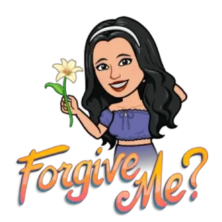 😅 cb8fad22 Forgive Me? disculpa, perdón, Bitmoji, flor, lo siento telegram sticker