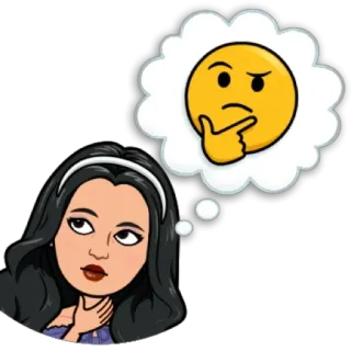 🤔 edde9a9b pensando, reflexionando, pregunta, emoji, mujer, dibujo animado telegram sticker