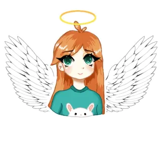 😇 61dc16e1 天使, 翼, 女の子, アニメ, 天使の輪 telegram sticker