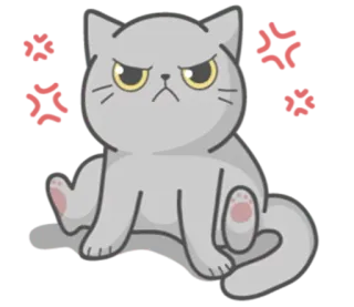 🥳 47e0048f кот, животное, милый, наклейка, мультфильм, серый, кошачий telegram sticker