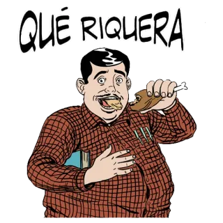 🤪 6a4088e9 QUE RIQUERA makanan, makan, kartun, spanyol, lezat, komik whatsapp sticker