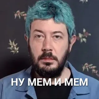 😐 46544eca НУ МЕМ И МЕМ Meme, Ruso, Retrato, Hombre, Expresión telegram sticker