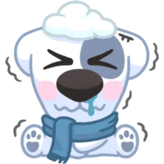 🤒 2835fcdc anjing, sedih, dingin, musim dingin, syal, imut telegram sticker