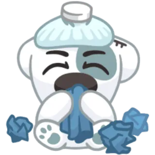 🤧 60f1c39a sakit, anjing, sakit, kompres es, sedih, kelelahan telegram sticker