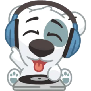 🎧 93a97c23 anjing, DJ, headphone, turntable, musik telegram sticker