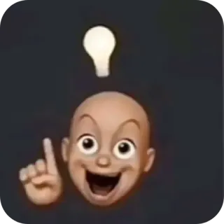 😎 4454375e 이모티콘, 아이디어, 전구, 대머리, 얼굴, 표정, 생각 telegram sticker