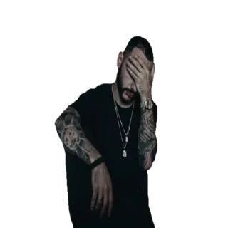 😢 0bf9bce7 hombre, tatuajes, triste, facepalm, desesperación, pensativo, melancolía telegram sticker