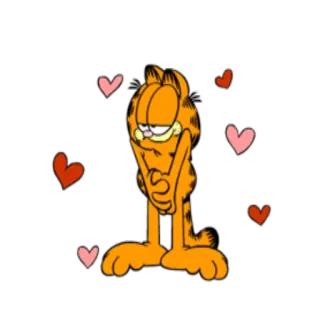 ❤ e8880398 Garfield Garfield, cat, cartoon, love, hearts, cute telegram sticker
