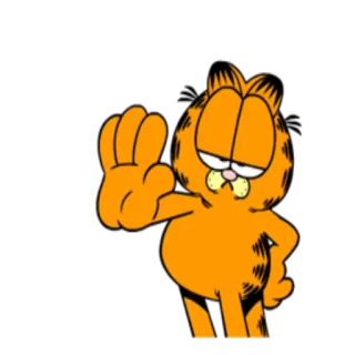 ✋ feec3c66 Garfield Garfield, cartoon, cat, comic strip, character, orange cat, stop telegram sticker
