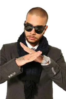 🙅 65196c75 Sean Paul певец, рэпер, солнцезащитные очки, костюм, шарф whatsapp sticker