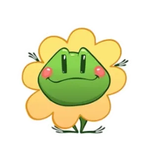 👀 8f909fde rã, flor, fofo, desenho animado, adesivo, animal, planta telegram sticker