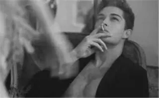 🚬 428c55c9 Roken, Sigaret, Man, Zwart-wit, Binnen telegram sticker