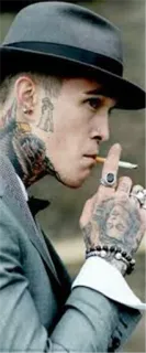 🚬 69f17eea man, sigaret, hoed, tatoeages, portret, roken, stijl telegram sticker