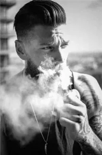 🚬 cff228da man, roken, vapen, tatoeage, baard, zwart-wit telegram sticker