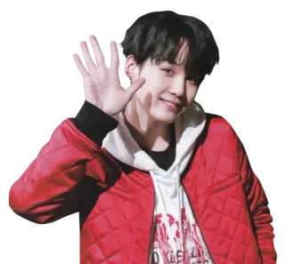 🖖 656db56f D- KLEID person, winken, lächeln, mann, jacke, rot whatsapp sticker