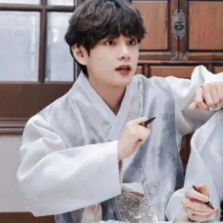 😆 e87bf6d5 V kpop, sänger, idol, männlich, hanbok, tracht whatsapp sticker
