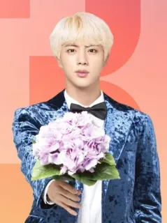 💐 ef710273 Jin Jin, BTS, K-Pop, Sänger, Idol, Blumenstrauß whatsapp sticker