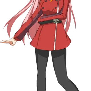 🌘 8a441564 Zero Two Darling in the Franxx Anime, Rote Uniform, Pinke Haare, Zero Two, Darling in the Franxx, Charakter telegram sticker