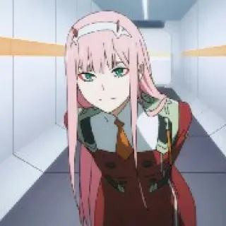 ☺️ 8db3dbd3 Zero Two Darling in the Franxx Anime, Zero Two, pinke Haare, Darling in the Franxx, Charakter, Manga telegram sticker