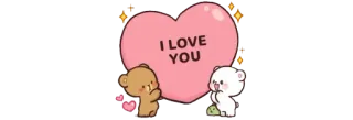 🍼 1f1d8efd I LOVE YOU amor, ursos, fofo, coração, desenho animado telegram sticker