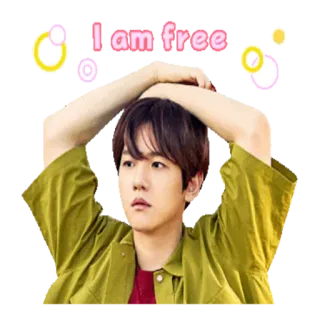 😚 128a0bc2 I am free kpop, sticker, i am free, man, portrait telegram sticker