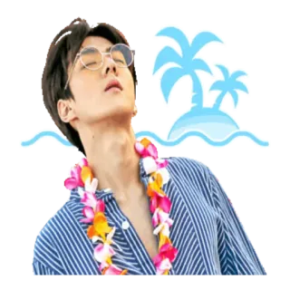 😌 190dfe68 man, glasses, lei, hawaiian, tropical, beach, island telegram sticker
