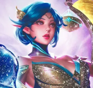 💕 26e32b96 エルフ, ファンタジー, 女性, 青髪, 輝き, キャラクター, ポートレート telegram sticker