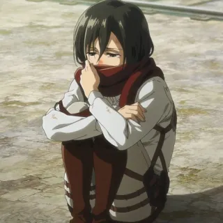 😥 e64feaeb Mikasa Ackerman Attack on Titan Anime, Personagem, Triste, Emocional, Ataque dos Titãs, Mikasa whatsapp sticker