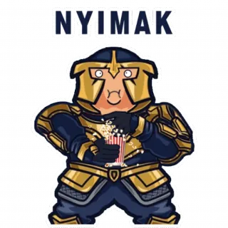 🤔 9ba80919 NYIMAK Cartoon, Krieger, Rüstung, Essen, Popcorn, Zuschauer whatsapp sticker