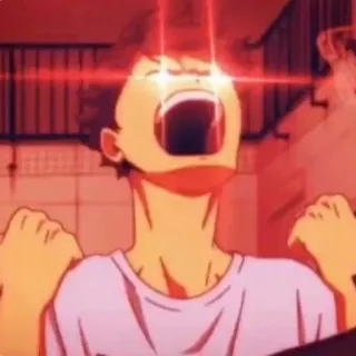 ☺ bace34eb Anime, Teriakan, Frustrasi, Kemarahan, Berteriak, mata merah telegram sticker