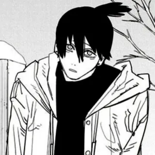 🌟 3f47e533 애니메이션, 만화, 일러스트, 캐릭터, 겨울, 남자, 후드티, 체인소 맨 telegram sticker