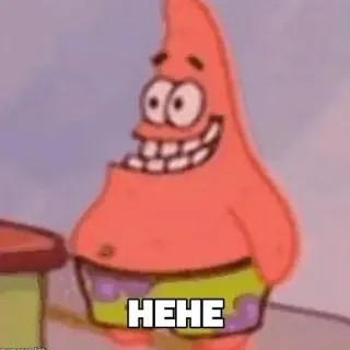 😁 299c2c45 Patrick Star SpongeBob SquarePants HEHE Patrick Stella, SpongeBob, cartone animato, divertente, meme, hehe telegram sticker