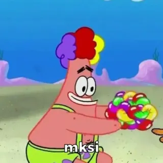 ☺️ c3af0b1e Patrick Star Spongebob Squarepants mksi patrick star, spongebob, clown, cartoni animati, nickelodeon telegram sticker