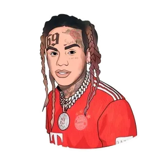 🙂 5b5b8fb8 Tekashi 6ix9ine Tekashi 6ix9ine, рэпер, музыка, портрет, мультфильм telegram sticker
