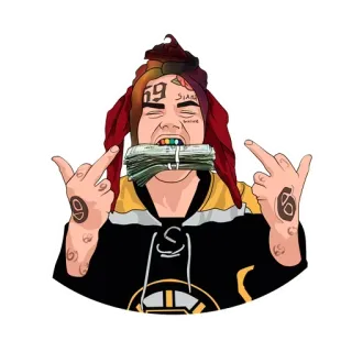 🖕 e624507c Tekashi 6ix9ine Рэпер, Деньги, Средний палец, Мультфильм, 6ix9ine, Tekashi, Музыка, Оскорбительный telegram sticker